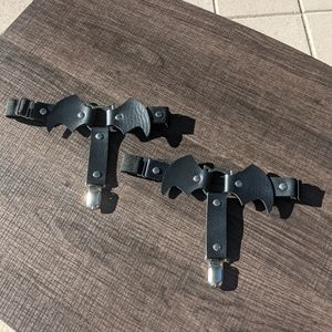 Bats clip on, one size garter set black OS